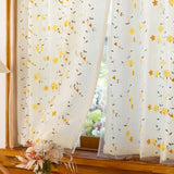 Roomtery Yellow Wildflower Embroidered Sheer Curtain, view 4