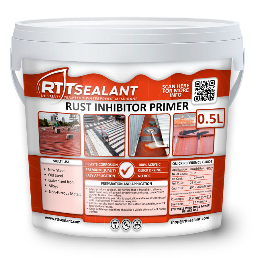 RTTSealant Rust Inhibitor Primer - For Metal Surfaces Such as Roofs. Promotes Adhesion for Protective Top Coat.