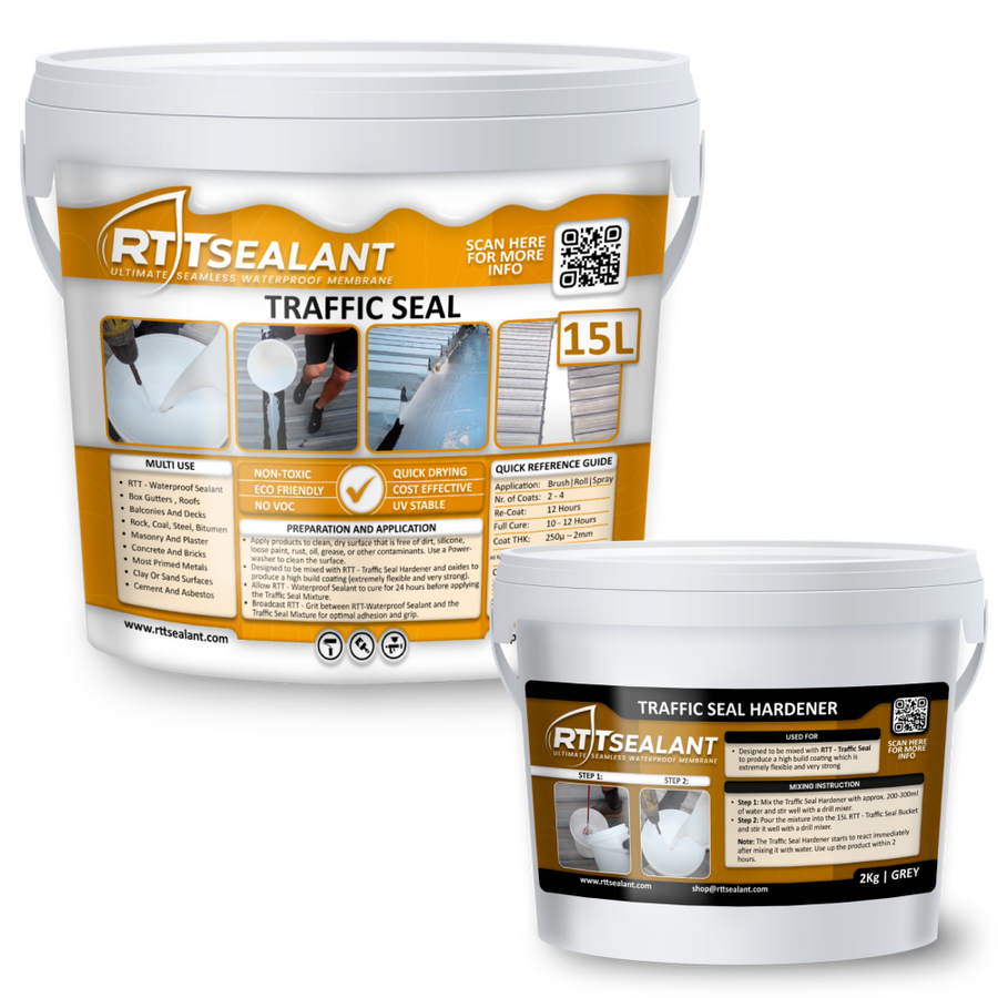 RTTSealant Traffic Seal + Hardener - Waterproofing Solution for Box Gutters, Roofs, Balconies, Decks and more