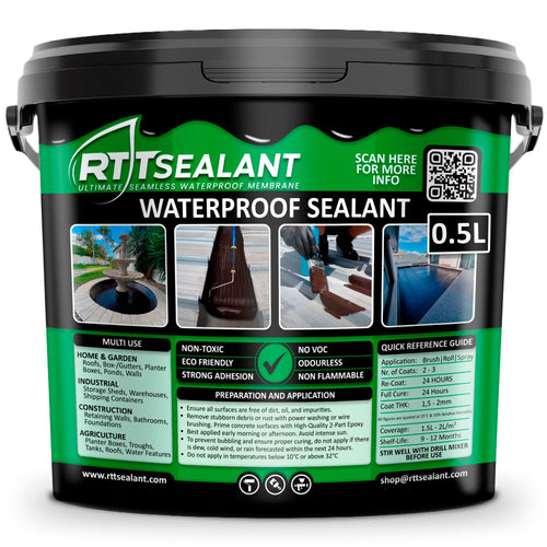 RTTSealant Waterproof Sealant | Original Liquid Rubber DIY - Seal leaks quick & easy for Roofs Tanks Ponds Fencing & Walls
