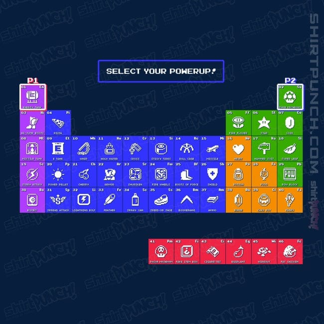 ShirtPunch Periodic Table of Powerups