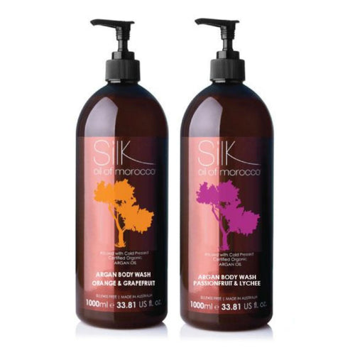 Silk Oil of Morocco - 1 Litre Duo - Orange & Grapefruit +  Passionfruit & Lychee