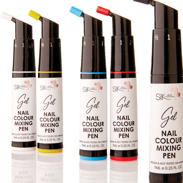 Silk Oil of Morocco - 5 x Gel Nail Pens (White, Yellow, Red, Blue & Black)