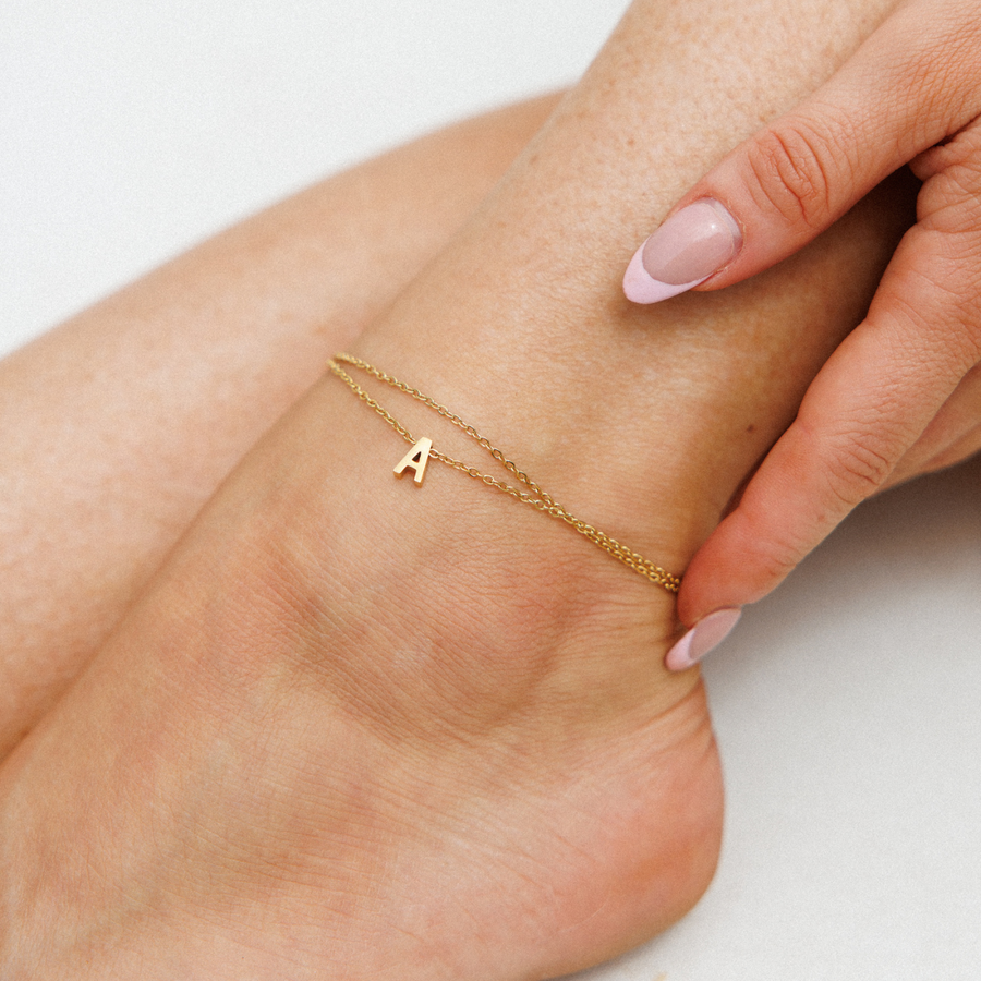 Silk Oil of Morocco Amici by Ella - Gold Initial Anklet