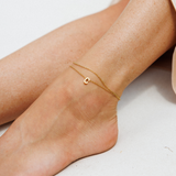 Silk Oil of Morocco Amici by Ella - Gold Initial Anklet, view 3