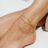 Silk Oil of Morocco Amici by Ella - Gold Initial Anklet, view 4