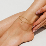Silk Oil of Morocco Amici by Ella - Gold Initial Anklet, view 5