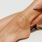 Silk Oil of Morocco Amici by Ella - Gold Initial Anklet, view 6