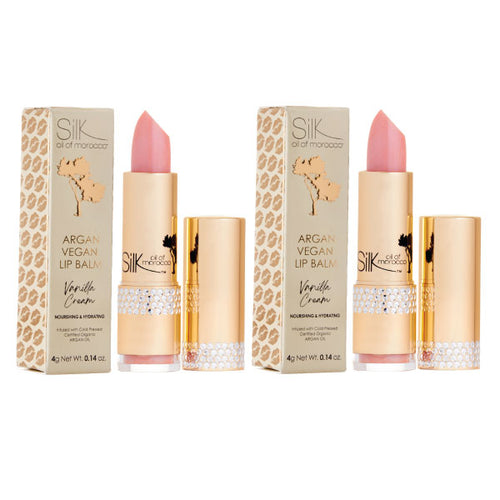 Silk Oil of Morocco - Argan Lip Balm - Duo Pack - Vanilla Cream - Value Pack