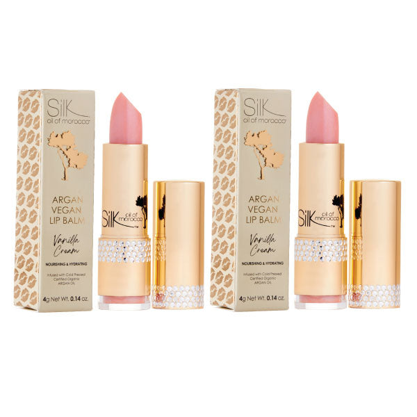 Silk Oil of Morocco - Argan Lip Balm - Duo Pack - Vanilla Cream - Value Pack