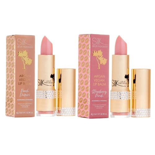Silk Oil of Morocco - Argan Lip Balm - Mixed Duos - Peach Daiquiri - Strawberry Punch - Value Pack