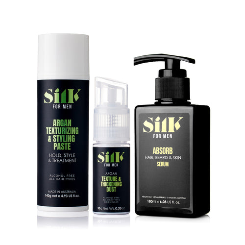 Silk Oil of Morocco Silk for Men - Head-to-Beard Argan Styling Set