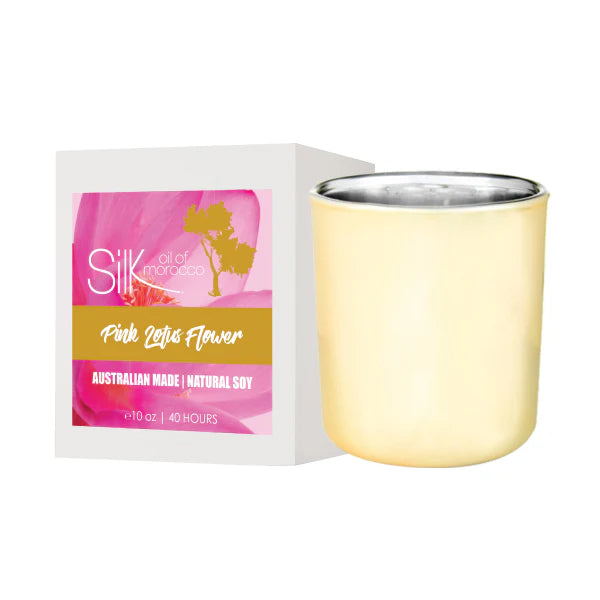 Silk Oil of Morocco Pink Lotus Flower - Natural Soy Candle