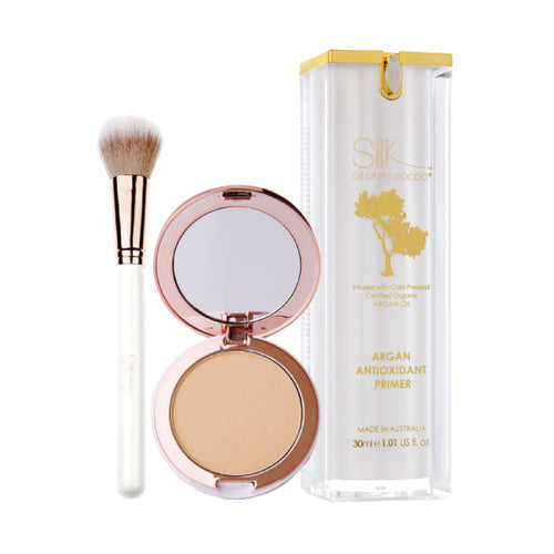 Silk Oil of Morocco - Prep & Go Pressed Mineral Powder Foundation Set - Value Pack