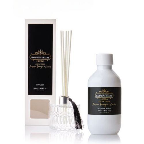 Silk Oil of Morocco - Reed Diffuser + 250ml Refill - Hamptons Deluxe - Exotic Oasis - Persian Orange and Cassis - Value Pack