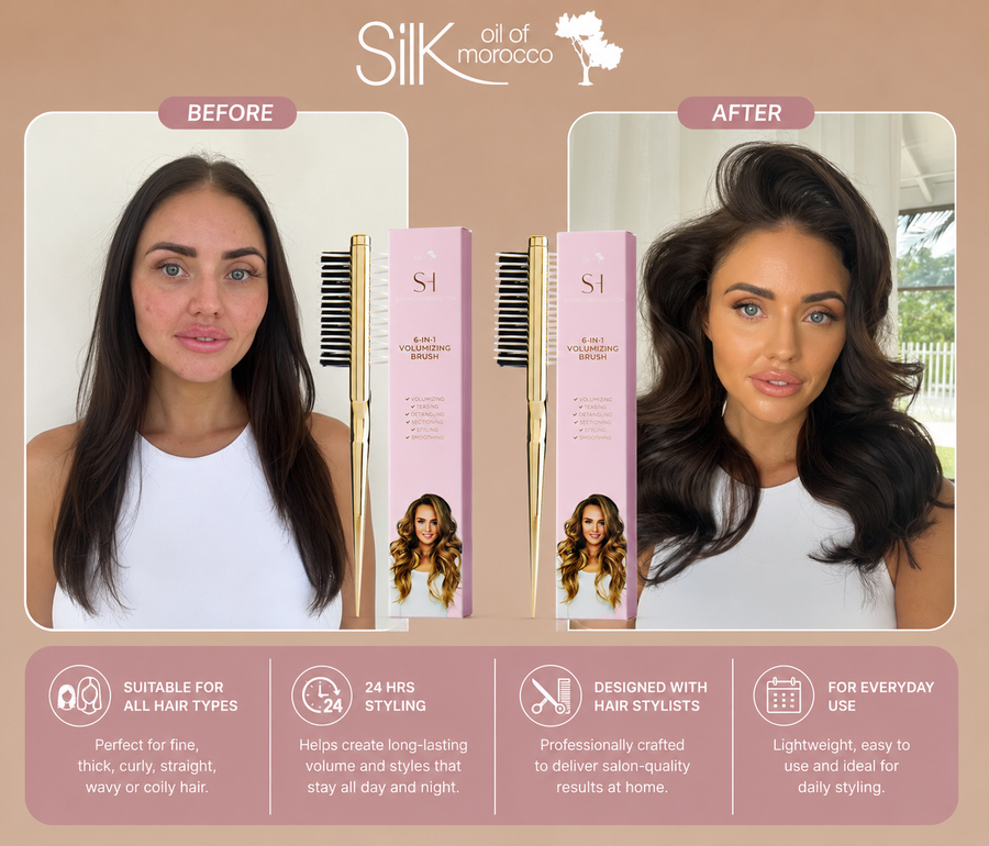 Silk Oil of Morocco Sarah Harrington - 6 in 1 Volumizing & Teasing Brush Duo Pack