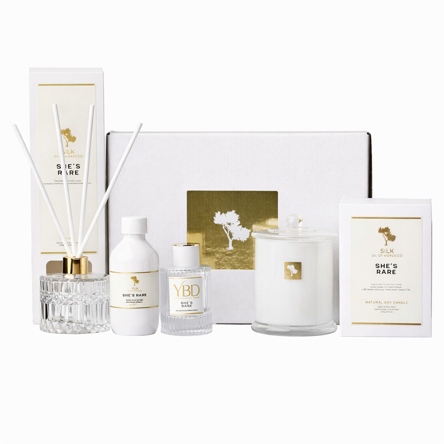 Silk Oil of Morocco Your Beauty Dupe She’s Rare Gift Hamper — Inspired by Santal 33 Le Labo