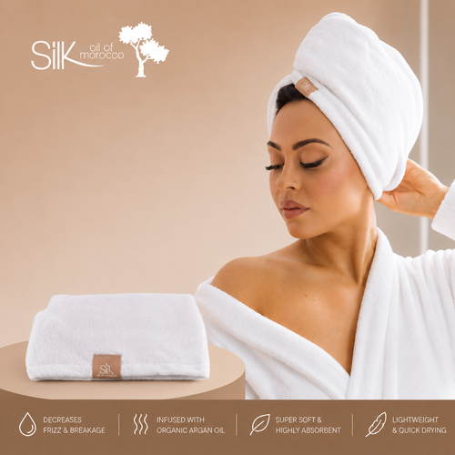 Silk Oil of Morocco Emilee Hembrow - Luxe Microfibre Hair Towel Wrap