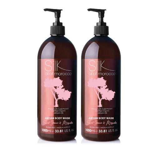 Silk Oil of Morocco Sweet Jasmine & Magnolia Body Wash Value Pack 1 Litre Duo