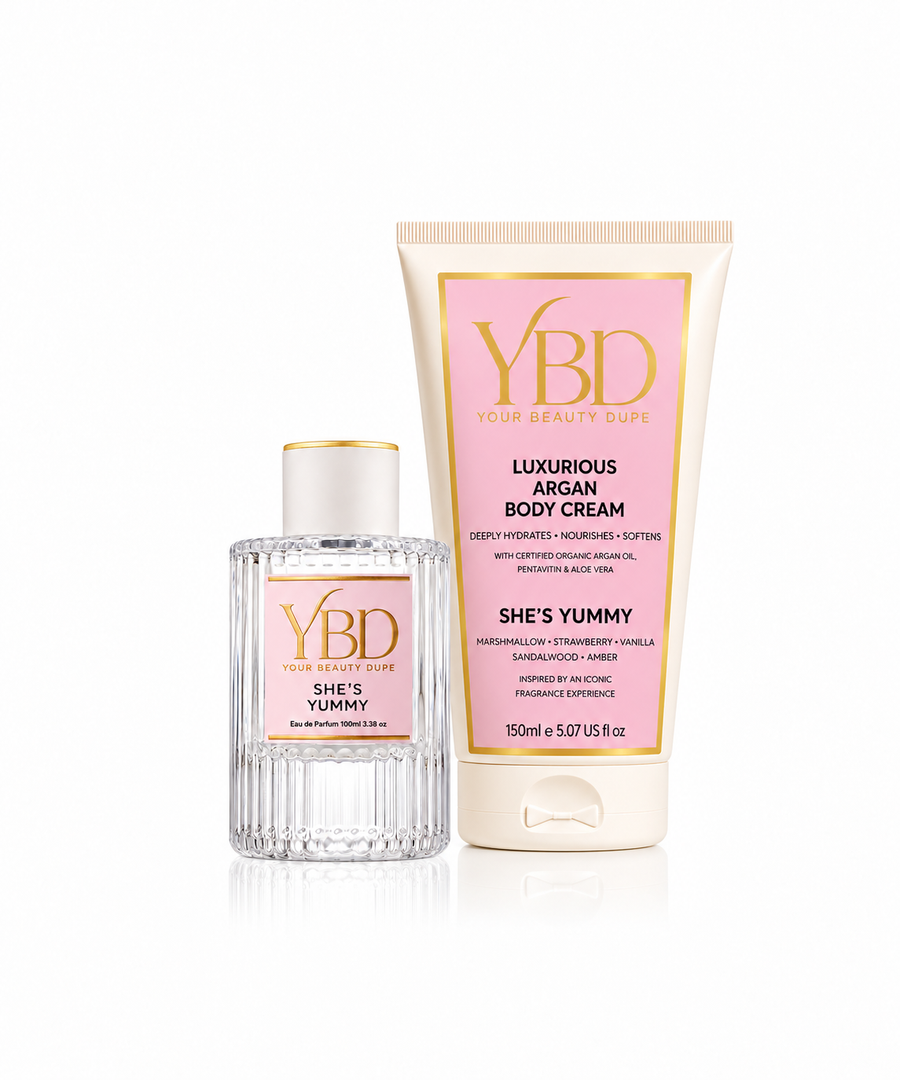 Your Beauty Dupe x Silk Oil of Morocco - The Indulgence Duo - She’s Yummy Perfume — Inspired by Kayali Boujee Marshmallow