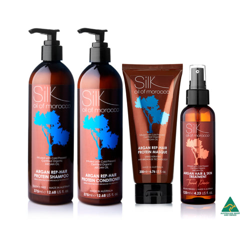 Silk Oil of Morocco - The Repair Protein Argan Collection (Everything You Need)