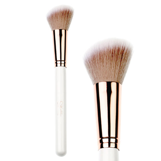Silk Oil of Morocco - Vegan Angled Powder Brush - White & Rose Gold