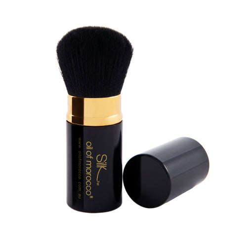 Silk Oil of Morocco - Vegan Retractable Kabuki Brush - Black & Gold