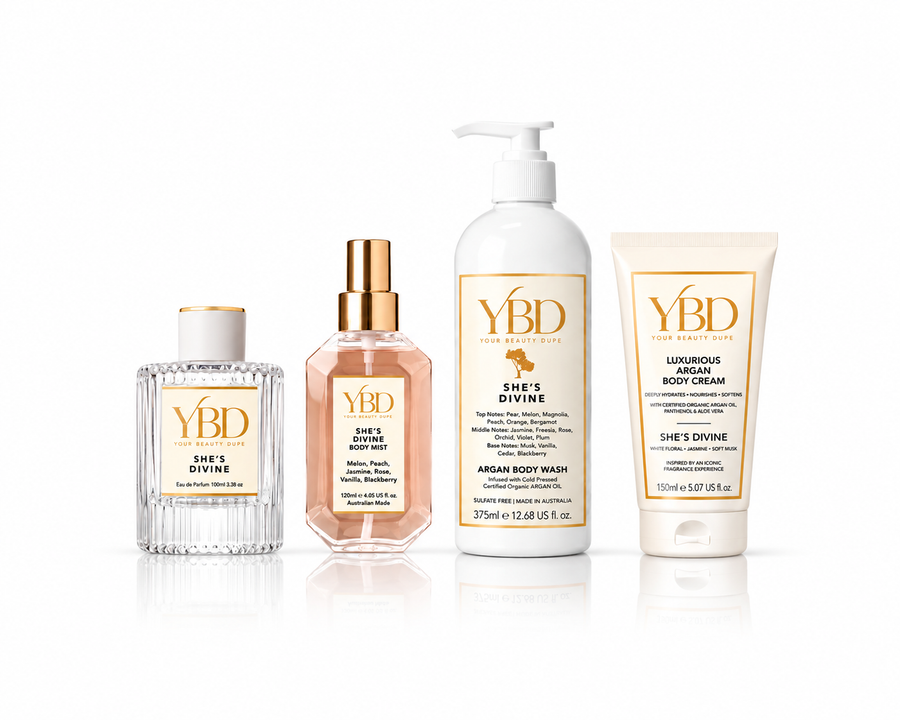 YBD x Silk Oil of Morocco - The Total Body Edit -She's Divine - Inspired by J'adore Dior