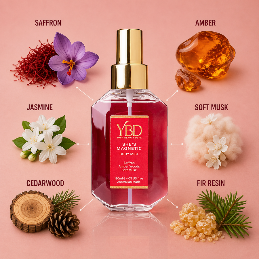 Silk Oil of Morocco Your Beauty Dupe - She's Magnetic Body Mist - Inspired by MFK Baccarat Rouge 540