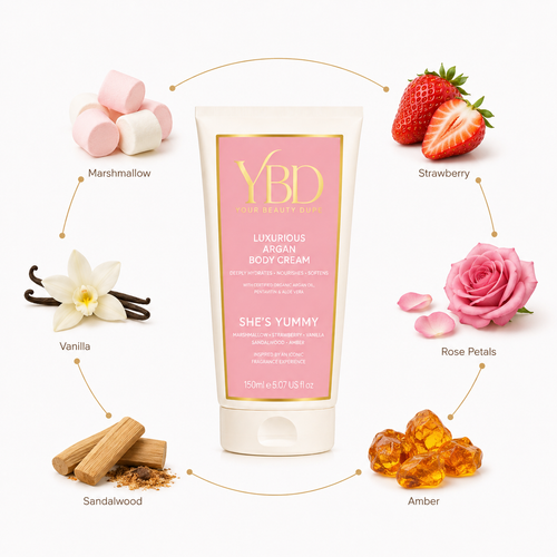 Silk Oil of Morocco Your Beauty Dupe - She's Yummy Argan Body Cream - Inspired by Kayali Boujee Marshmallow