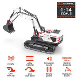 Stirlingkit 1/14 2.4G 22CH Alloy RC Excavator Construction Vehicles Toys with LED Light & Sound & Battery, view 3