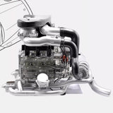 Stirlingkit 1/3 Scale DIY Flat-six Engine Model Building kits Build Your Own Functional Horizontally Opposed-six Cylinder Engine with Working Turbocharger, view 6