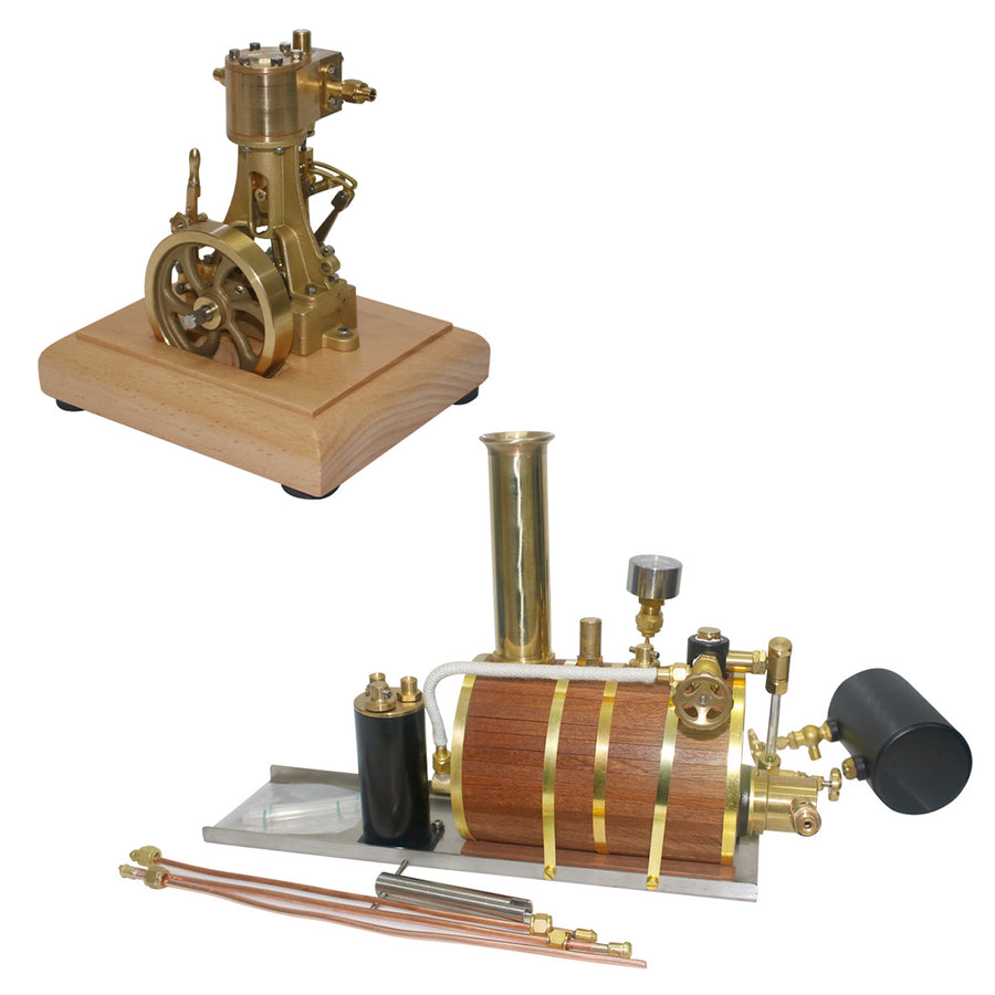 Stirlingkit 1.85CC Single-cylinder Double Acting Vertical Steam Engine with 200ml Boiler Model