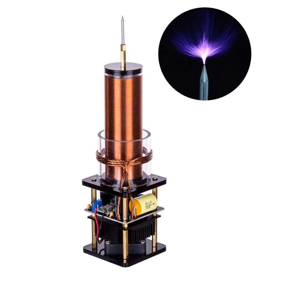 Stirlingkit 10cm DC24V Plasma Musical Tesla Coil Wireless Power Transmission Golded Coil Educational Toy US Plug