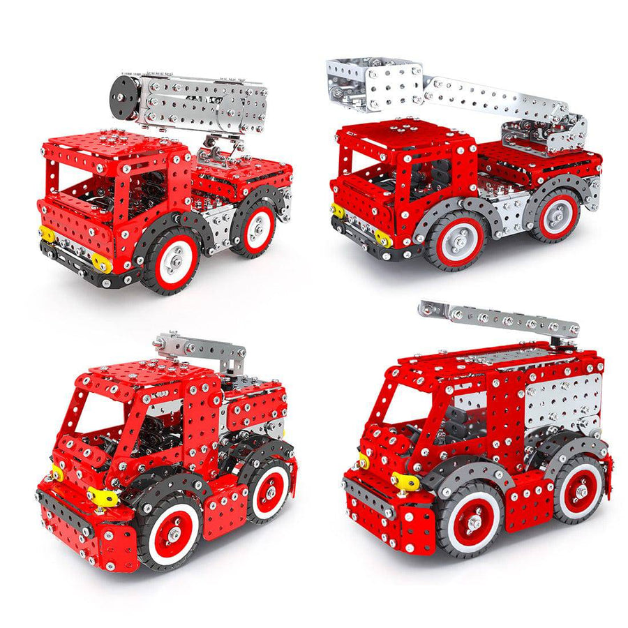 Stirlingkit 1375PCS+ DIY Metal Assembly Fire Trucks Exquisite Four-Piece Educational Toy Gift