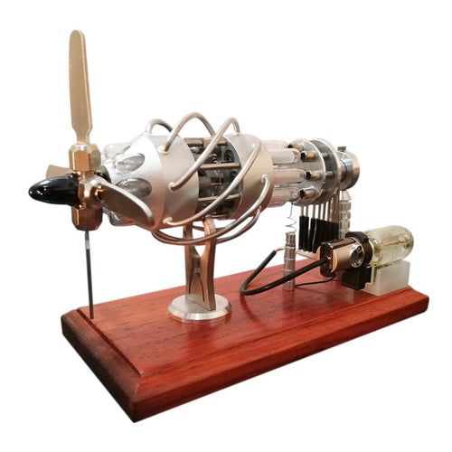 Stirlingkit 16 Cylinder Upgraded Stirling Engine Model Quartz Glass Hot Air Creative Motor Engine Generator
