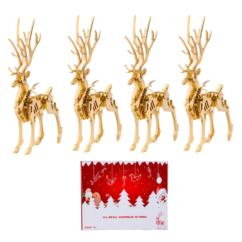 Stirlingkit 200Pcs+ Christmas Golden Elk Model Metal Model Kits for Adults