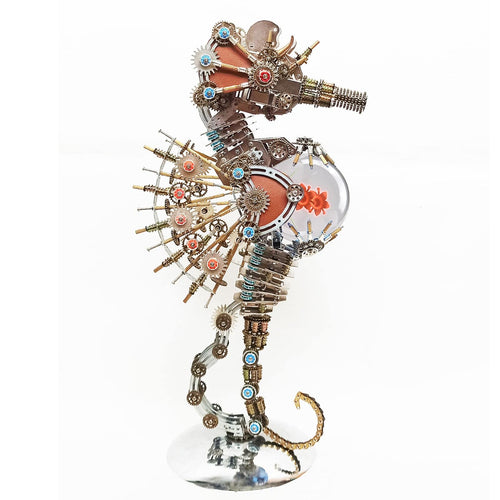 Stirlingkit 2100PCS Steampunk Seahorse Metal Assembly Model Building Kits with Love Lamp