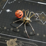 Stirlingkit 2pcs/set Steampunk Brass Pumpkin Spider Scarecrow 3D Metal Model Kits for Halloween, view 3