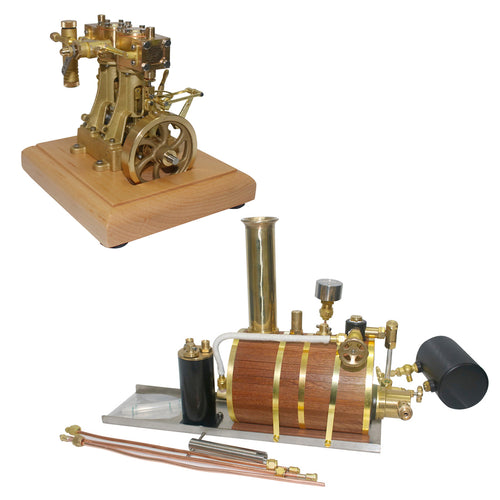 Stirlingkit 3.7CC Two cylinder Double Acting Steam Engine Model with 200ml Steam Boiler