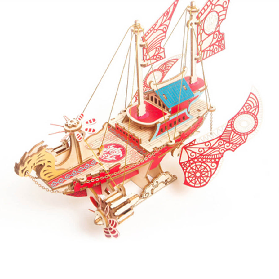 Stirlingkit 300+PCS DIY Fantasy Dragon Airship 3D Steampunk Wooden Puzzle Toy Model