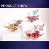 Stirlingkit 300+PCS DIY Fantasy Dragon Airship 3D Steampunk Wooden Puzzle Toy Model, view 2