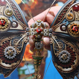 Stirlingkit 3D Steampunk Kinetic Butterfly Metal Art Sculpture Kits Automata Music Box, view 3