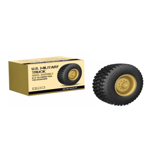 Stirlingkit 4Pcs Rubber Tire for Toyan 1:12 8 x 8 RC Simulation Military Truck Model - Desert Yellow / Olive Drab