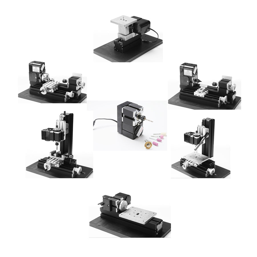 Stirlingkit 6-in-1 Mini Milling Drilling Sanding Machine Metal lathe Tool Set