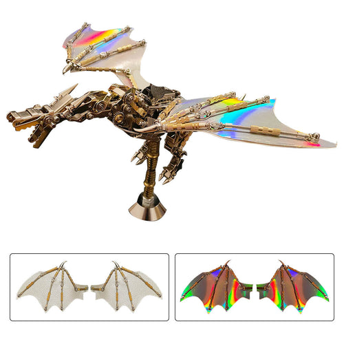 Stirlingkit 600CS DIY Mechanical Steampunk Western Dragon with Wing Assembly 3D Metal Model Kits