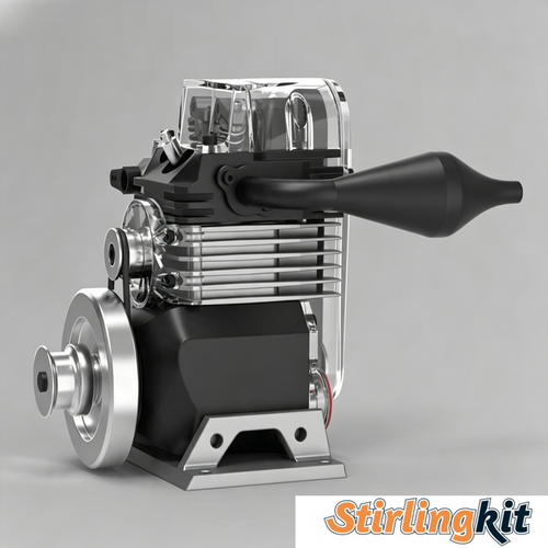 Stirlingkit 6cc See-Through Single Cylinder SOHC Engine Model Kits STEM Toy