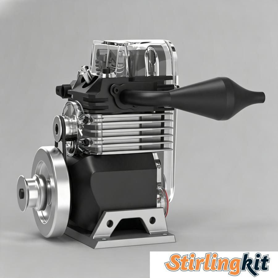 Stirlingkit 6cc See-Through Single Cylinder SOHC Engine Model Kits STEM Toy