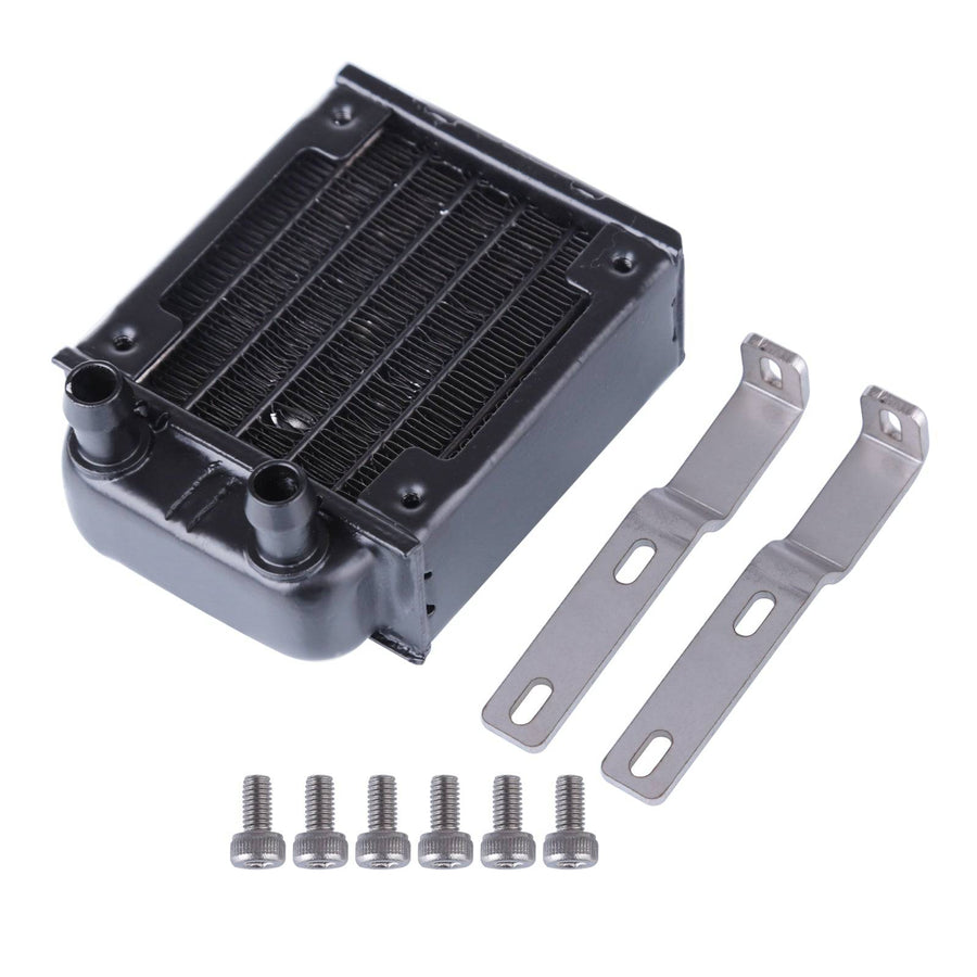 Stirlingkit 8.3 x 6 x 3.7cm Water-cooled Tank Radiator with Bracket Kit for Toyan Single-cylinder 4-Stroke Engine