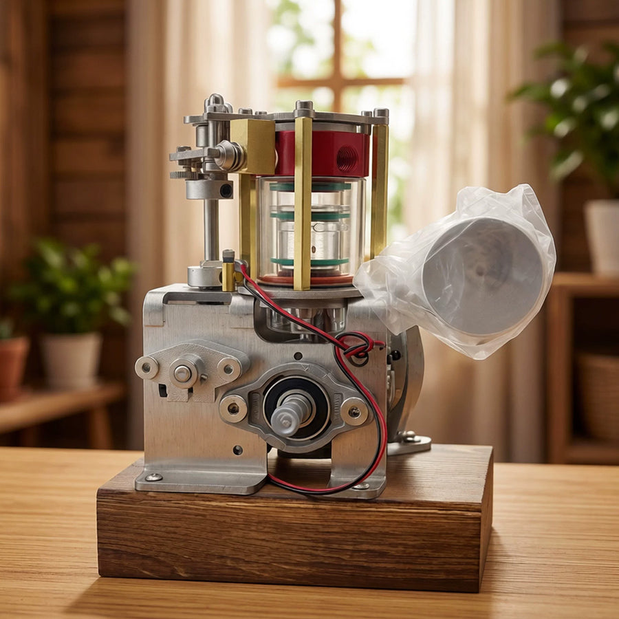 Stirlingkit Alcohol-Powered Transparrent 16cc Four-Stroke Engine Model for Teaching Demonstration